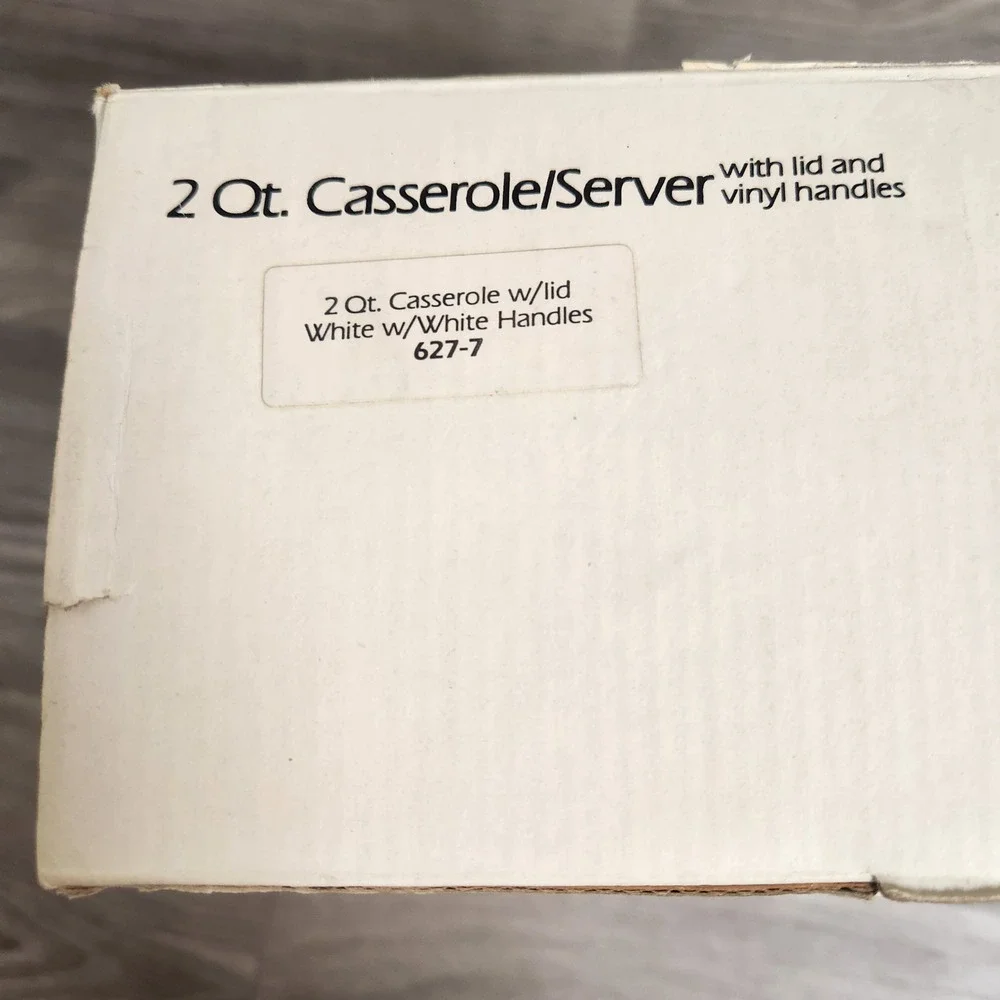 Vintage Tech by Beucler 2 Qt Casserole Server Glass with Lid White Vinyl Handles
